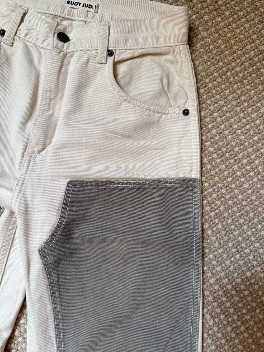 Rudy Jude Utility Jeans size 1 Natural and Sage Color Block - Picture 3 of 5